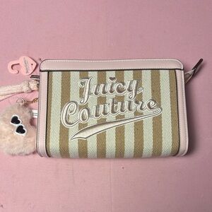 Juicy Couture Pink and Tan Striped Clutch
